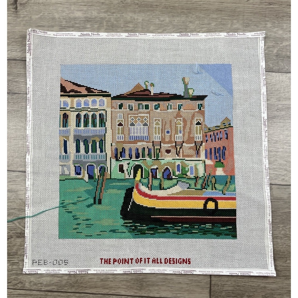 The Point Of It All Handpainted Needlepoint Canvas Canals Gondolas Venice Italy - Picture 13 of 13